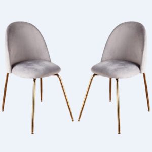 Coonan Grey Velvet Dining Chairs With Gold Legs In A Pair