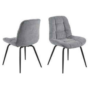 Kotya Grey Fabric Dining Chairs In Pair