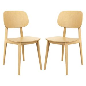 Romney Natural Oak Wooden Dining Chairs In Pair