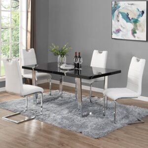 Constable Milano Marble Effect Dining Table 6 Petra Black Chair