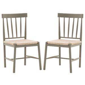 Elvira Prairie Wooden Dining Chairs With Rope Seat In Pair