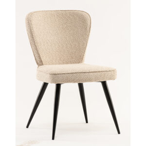 Finn Boucle Fabric Dining Chair In Linen