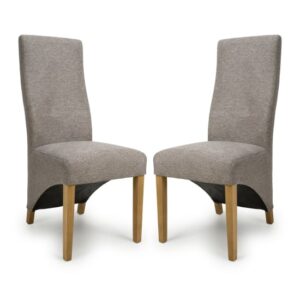 Basreh Mocha Weave Fabric Dining Chairs In Pair