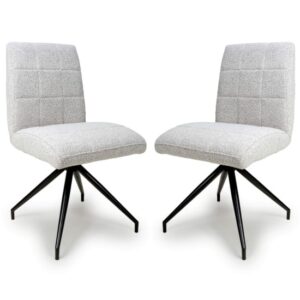 Legain Smoke Grey Boucle Fabric Dining Chairs In Pair