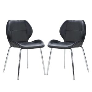 Darcy Black Faux Leather Dining Chairs In A Pair