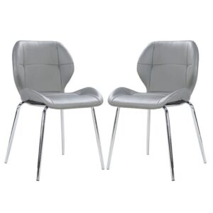Darcy Grey Faux Leather Dining Chairs In A Pair