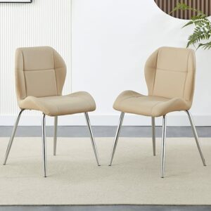 Darcy Taupe Faux Leather Dining Chairs In A Pair
