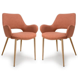 Sanremo Brick Fabric Dining Chairs In Pair