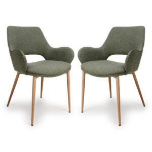 Sanremo Sage Fabric Dining Chairs In Pair