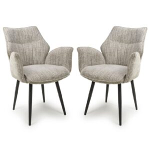 Banff Toffee Fabric Dining Chairs With Black Legs In Pair