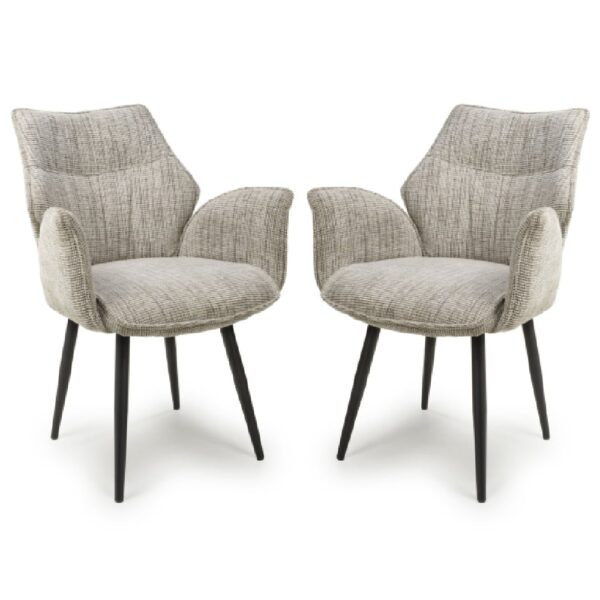 Banff Toffee Fabric Dining Chairs With Black Legs In Pair