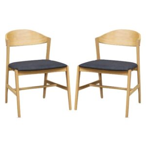 Cairo Natural Oak Wooden Dining Chairs In Pair