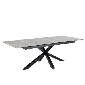 Hebron Ceramic Large Extending Dining Table In Grey