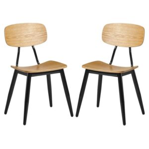 Jona Ply Oak Wooden Dining Chairs In Pair