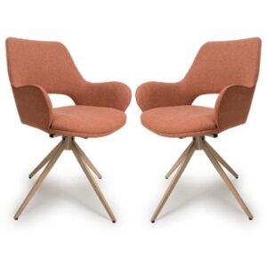 Playa Swivel Brick Fabric Dining Chairs In Pair