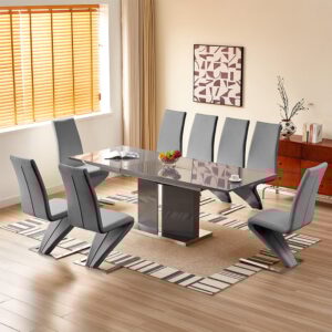 Belmonte Grey Extending Dining Table Large 8 Demi Z Grey Chairs