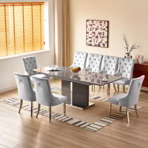 Belmonte Grey Extending Dining Table Large 8 Imperial Grey Chairs