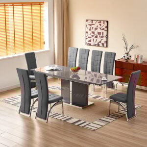 Belmonte Grey Extending Dining Table Large 8 Ravenna Grey Chairs