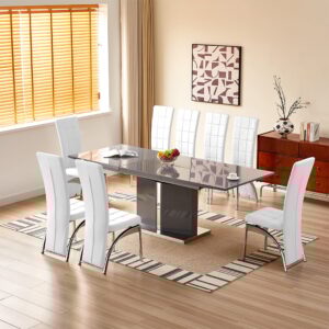 Belmonte Grey Extending Dining Table Large 8 Ravenna White Chairs