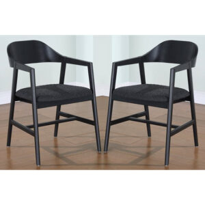 Cairo Black Wooden Carver Dining Chairs In Pair