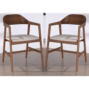 Cairo Walnut Wooden Carver Dining Chairs In Pair