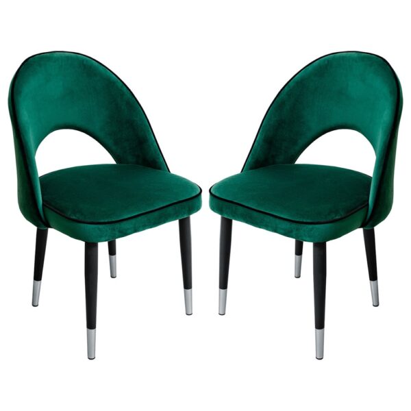 Casey Green Velvet Dining Chairs In Pair