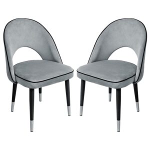 Casey Grey Velvet Dining Chairs In Pair