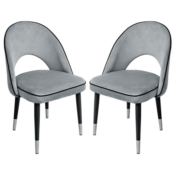 Casey Grey Velvet Dining Chairs In Pair