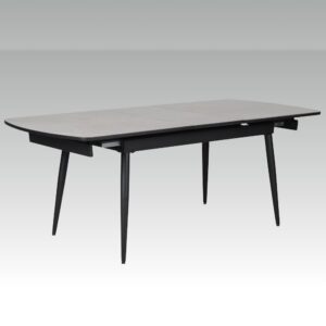Chieti Grey Glass Top Extending Dining Table With Black Legs
