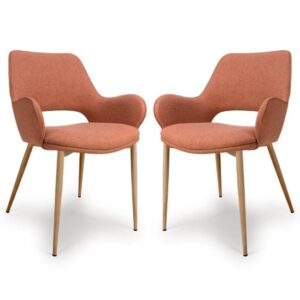 Sanremo Brick Fabric Dining Chairs In Pair