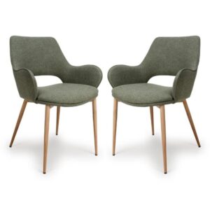 Sanremo Sage Fabric Dining Chairs In Pair