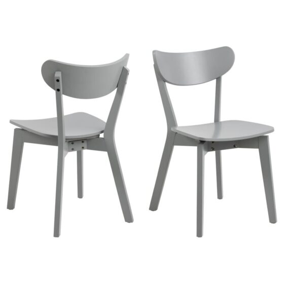 Reims Grey Wooden Dining Chairs In Pair