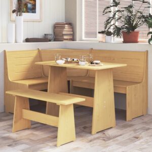 Conroe Wooden Corner Dining Set In Honey Brown