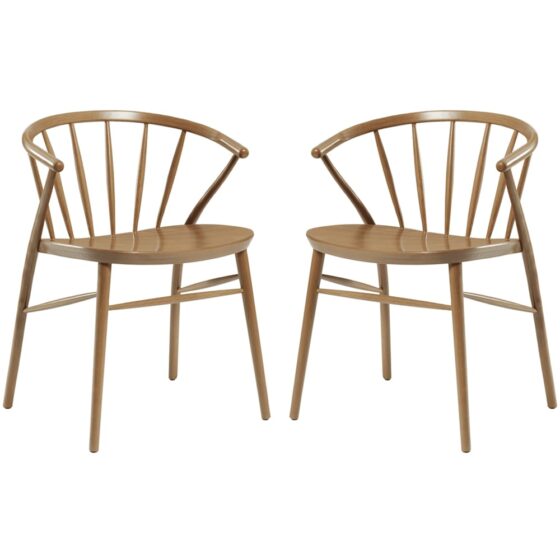 Abiquiu Antique Oak Wooden Dining Chairs In Pair
