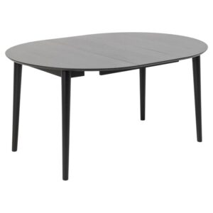 Malibu Wooden Round Extending Dining Table In Matt Black