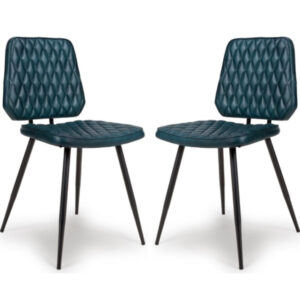 Allen Blue Leather Dining Chairs In Pair