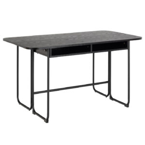 Deridder Wooden Extending Dining Table In Ash Black