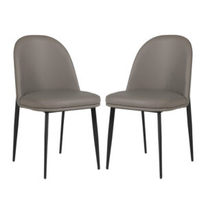 Vacaville Grey Faux Leather Dining Chairs In Pair