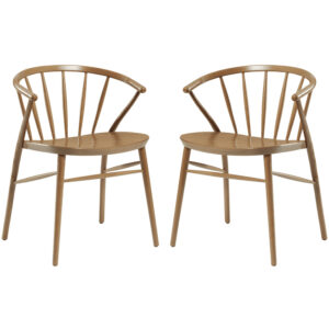Abiquiu Antique Oak Wooden Dining Chairs In Pair