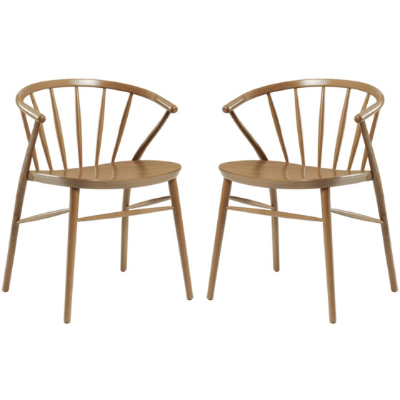 Abiquiu Antique Oak Wooden Dining Chairs In Pair