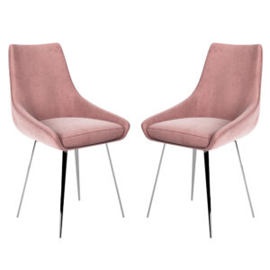 Levant Pink Velvet Dining Chairs In Pair