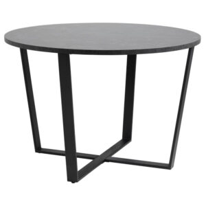 Altoona Wooden Round Dining Table In Black Marble Effect
