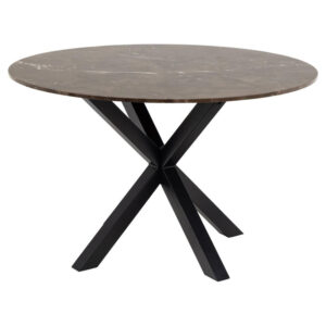 Hyeres Marble Round Dining Table In Brown Emperador