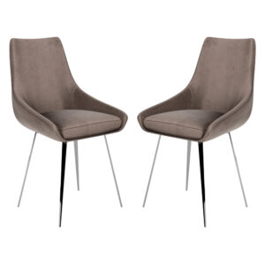 Levant Mink Velvet Dining Chairs In Pair